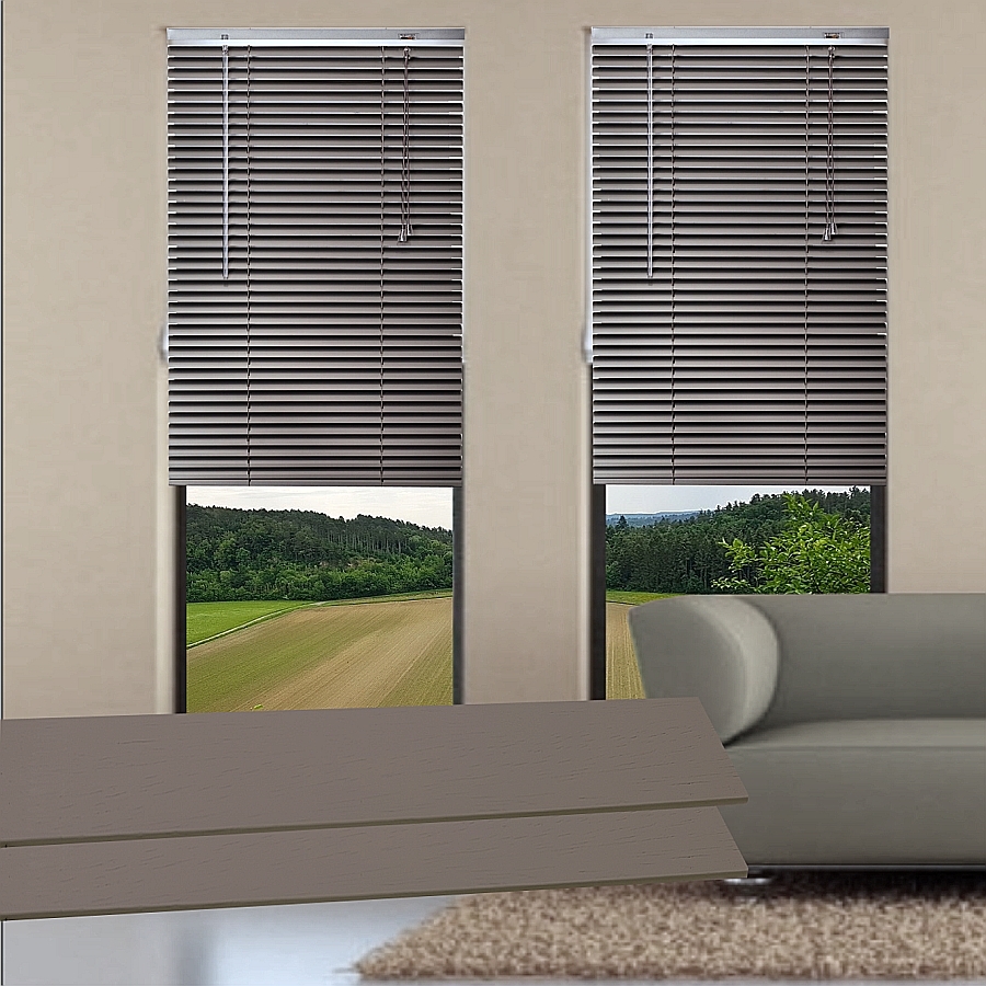 Houten Jaloezie Trendy 25mm Bruin Grijs