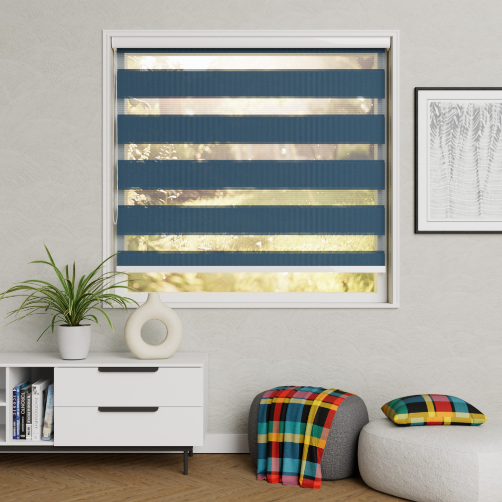 Duo rolgordijn standaard tot 280 breed Blauw-grijs