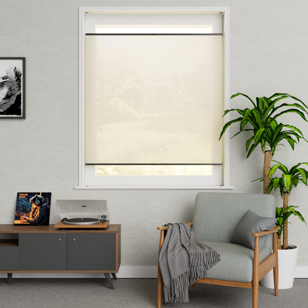 Plisse Premium Ingespannen Cr√®me Wit